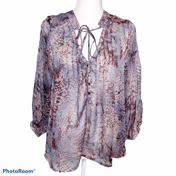 Patterson J. Kincaid Long Sleeve Sheer Top Purple Small - Picture 14 of 14